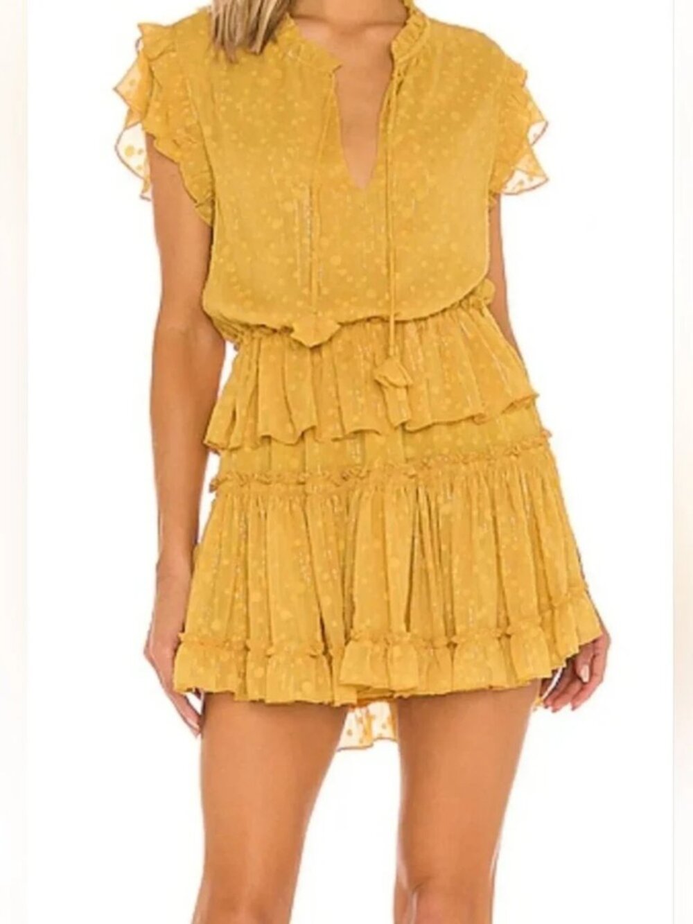 Anthropologie MISA Los Angeles Mini Yellow Dress size M